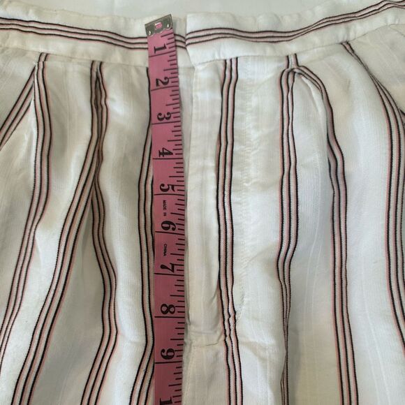 Joie High Waist White and Red Striped Shorts - Picture 3 of 4